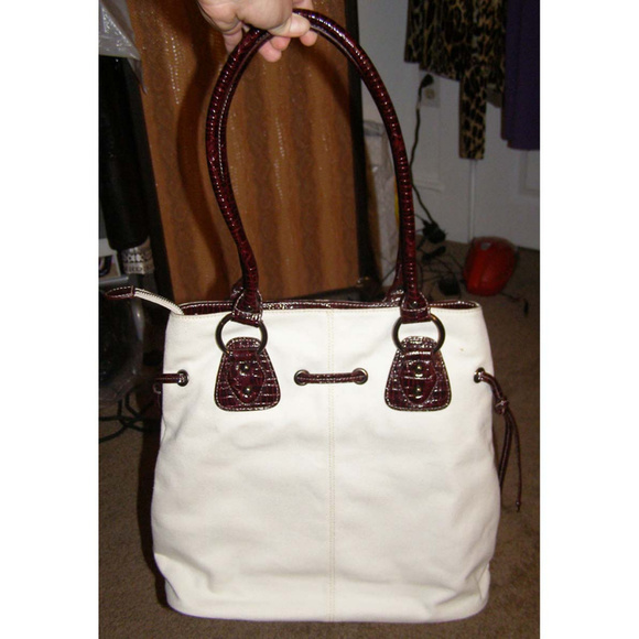 🍷New Earth Axxessories canvas & faux leather bag Summer tote - Picture 6 of 8